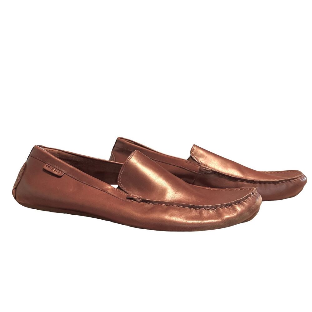 Cole Haan Grand + Venetian Driver Loafers Brown Slip On Leather Shoes sz 11.5